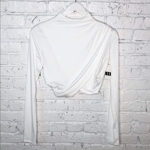 Long Sleeve Mock Neck Crop Top Ivory